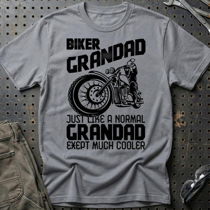 Biker Grandad Just Like A Normal Grandad Exept Much Cooler Unisex T-Shirt , Bomuld-Beklædning-Biker-Grå Sport-S-Garage Culture Shop- garage - man cave - merchandise