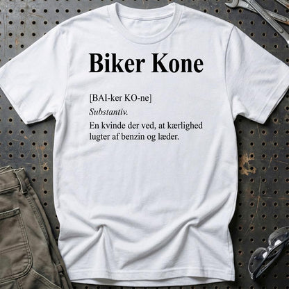 Biker Kone – MC Kærlighed – Unisex T-Shirt , Bomuld-Beklædning-Garage Culture-Hvid-S-Garage Culture Shop- garage - man cave - merchandise