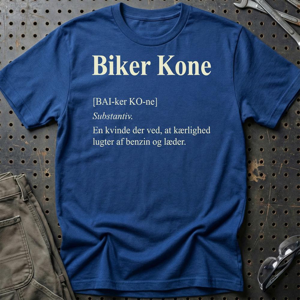 Biker Kone – MC Kærlighed – Unisex T-Shirt , Bomuld-Beklædning-Garage Culture-Blå Royal-S-Garage Culture Shop- garage - man cave - merchandise