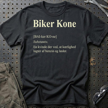 Biker Kone – MC Kærlighed – Unisex T-Shirt , Bomuld-Beklædning-Garage Culture-Sort-S-Garage Culture Shop- garage - man cave - merchandise