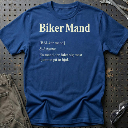 Biker Mand – Motorcykel Livsstil – Unisex T-Shirt , Bomuld-Beklædning-Garage Culture-Blå Royal-S-Garage Culture Shop- garage - man cave - merchandise