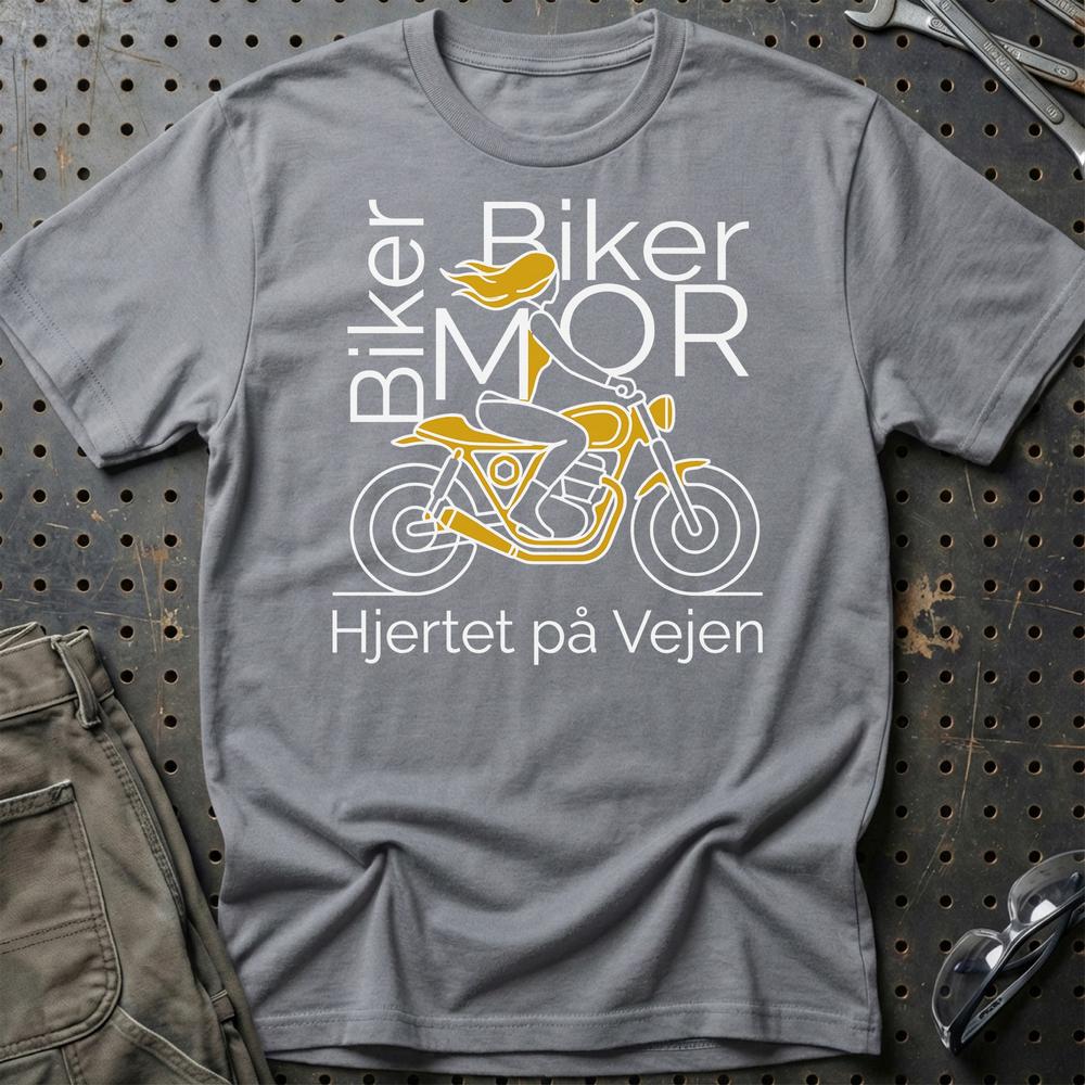 Biker Mor T-Shirt – Hjertet på Vejen | Motorcykel Kvinder – Unisex T-Shirt , Bomuld-Beklædning-Garage Culture-Grå Sport-S-Garage Culture Shop- garage - man cave - merchandise