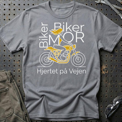 Biker Mor T-Shirt – Hjertet på Vejen | Motorcykel Kvinder – Unisex T-Shirt , Bomuld-Beklædning-Garage Culture-Grå Sport-S-Garage Culture Shop- garage - man cave - merchandise