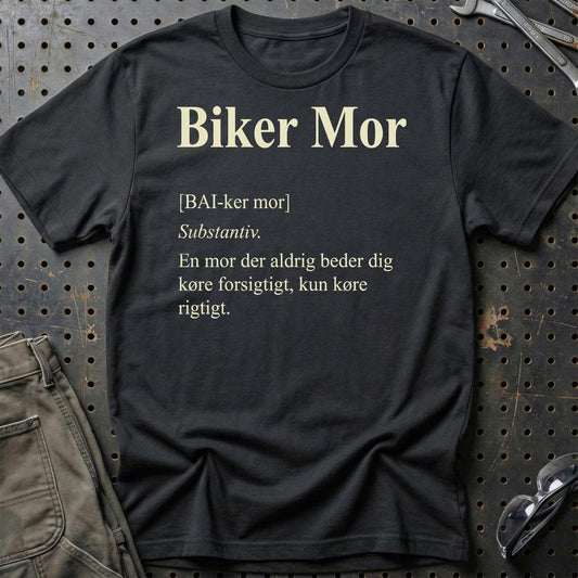Biker Mor T-Shirt – MC Mor – Unisex T-Shirt , Bomuld-Beklædning-Garage Culture-Sort-S-Garage Culture Shop- garage - man cave - merchandise