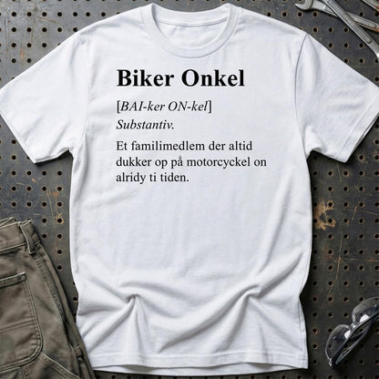 Biker Onkel – Sjov Motorcykel Onkel – Unisex T-Shirt , Bomuld-Beklædning-Garage Culture-Hvid-S-Garage Culture Shop- garage - man cave - merchandise
