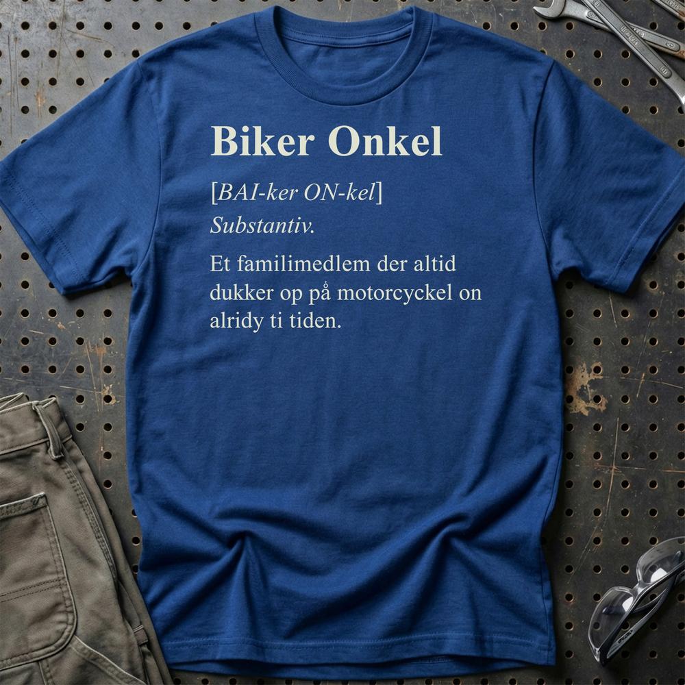 Biker Onkel – Sjov Motorcykel Onkel – Unisex T-Shirt , Bomuld-Beklædning-Garage Culture-Blå Royal-S-Garage Culture Shop- garage - man cave - merchandise