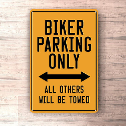 Biker Parking Only Skilte, Musemåtte, Dørmåtte , Plakat-Parking skilte-Biker-Garage Culture Shop- garage - man cave - merchandise