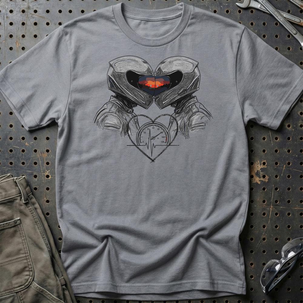 Biker-kærlighed - Unisex T-Shirt , Bomuld-Beklædning-Garage Culture-Grå Sport-S-Garage Culture Shop- garage - man cave - merchandise