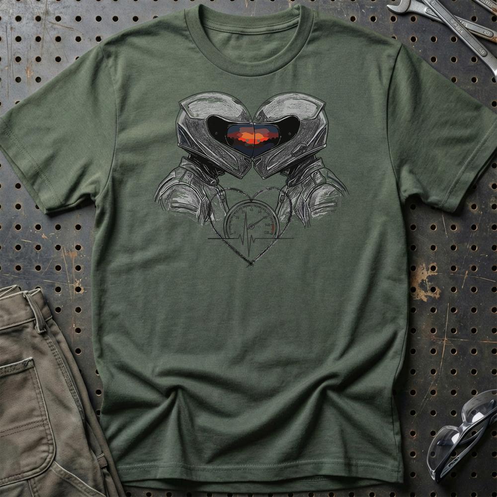 Biker-kærlighed - Unisex T-Shirt , Bomuld-Beklædning-Garage Culture-Grøn Militær-S-Garage Culture Shop- garage - man cave - merchandise