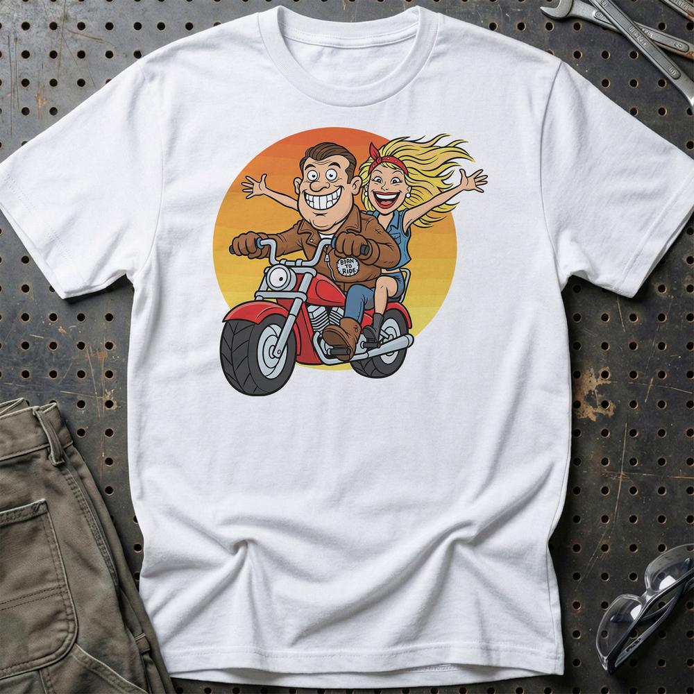 Bikerpar – Born to Ride - Unisex T-Shirt , Bomuld-Beklædning-Garage Culture-Hvid-S-Garage Culture Shop- garage - man cave - merchandise