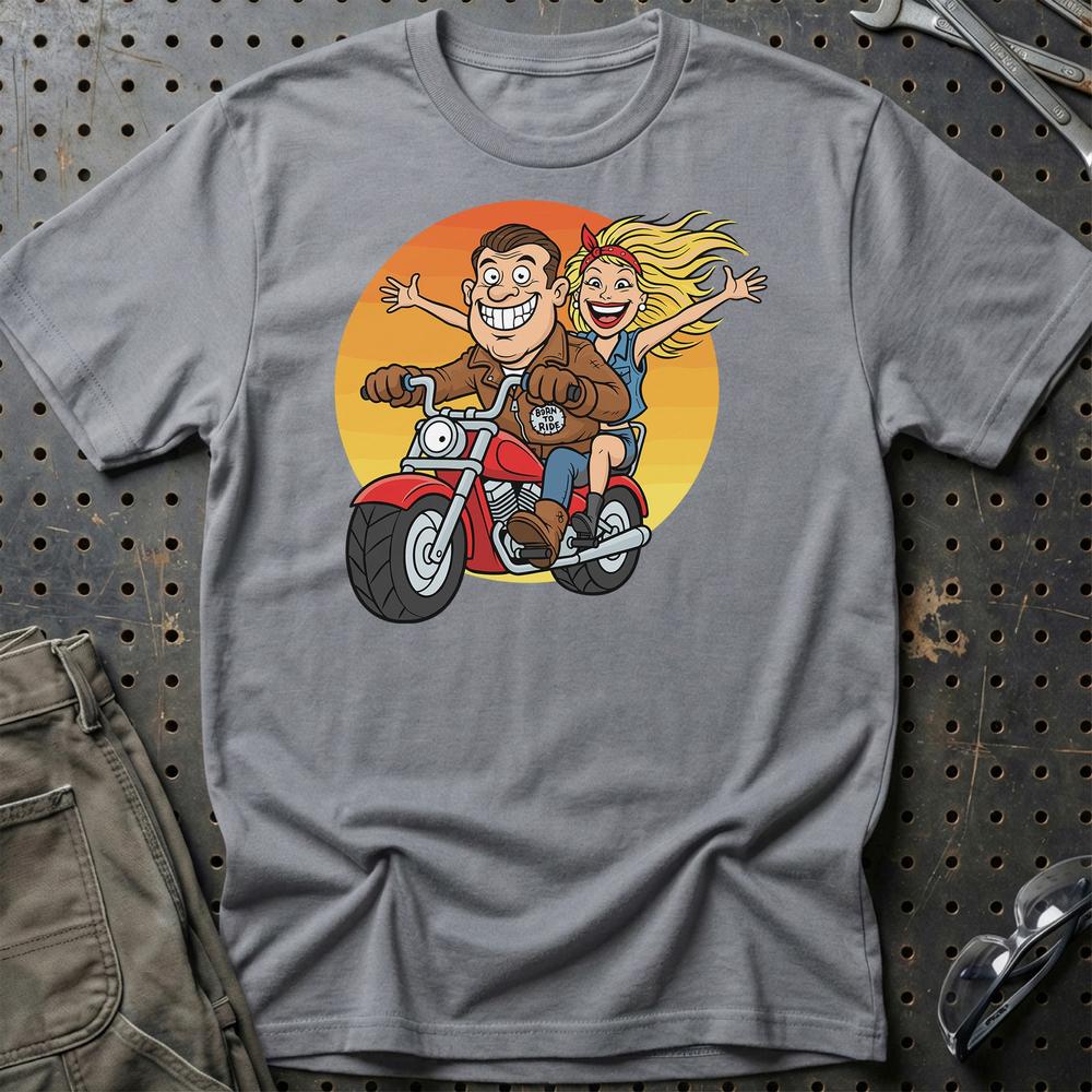 Bikerpar – Born to Ride - Unisex T-Shirt , Bomuld-Beklædning-Garage Culture-Grå Sport-S-Garage Culture Shop- garage - man cave - merchandise