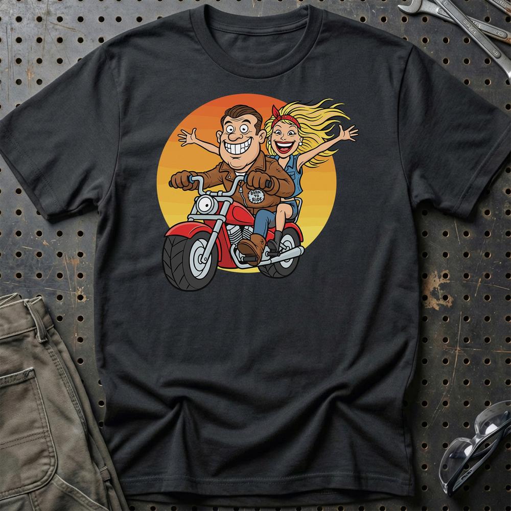 Bikerpar – Born to Ride - Unisex T-Shirt , Bomuld-Beklædning-Garage Culture-Sort-S-Garage Culture Shop- garage - man cave - merchandise