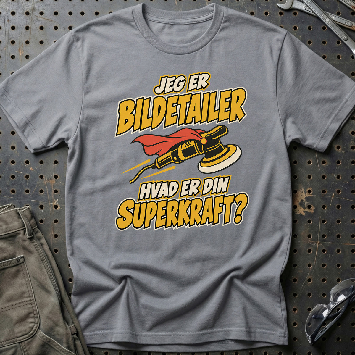 
Bildetailer – Hvad er din superkraft? – Unisex T-Shirt – Grå Sport