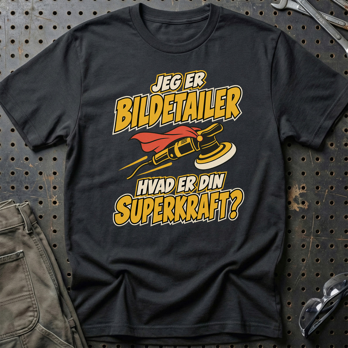 
Bildetailer – Hvad er din superkraft? – Unisex T-Shirt – Sort