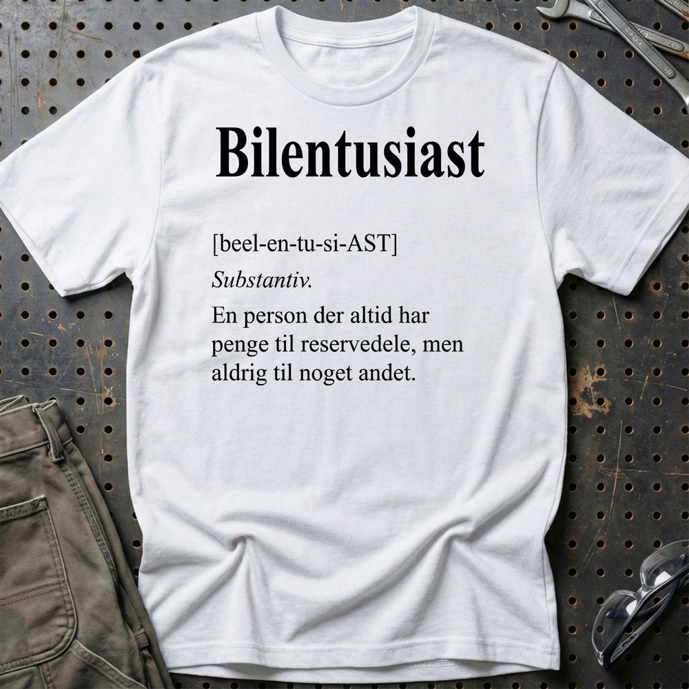 Bilentusiast Livsstil - Unisex T-Shirt , Bomuld-Beklædning-Garage Culture-Hvid-S-Garage Culture Shop- garage - man cave - merchandise