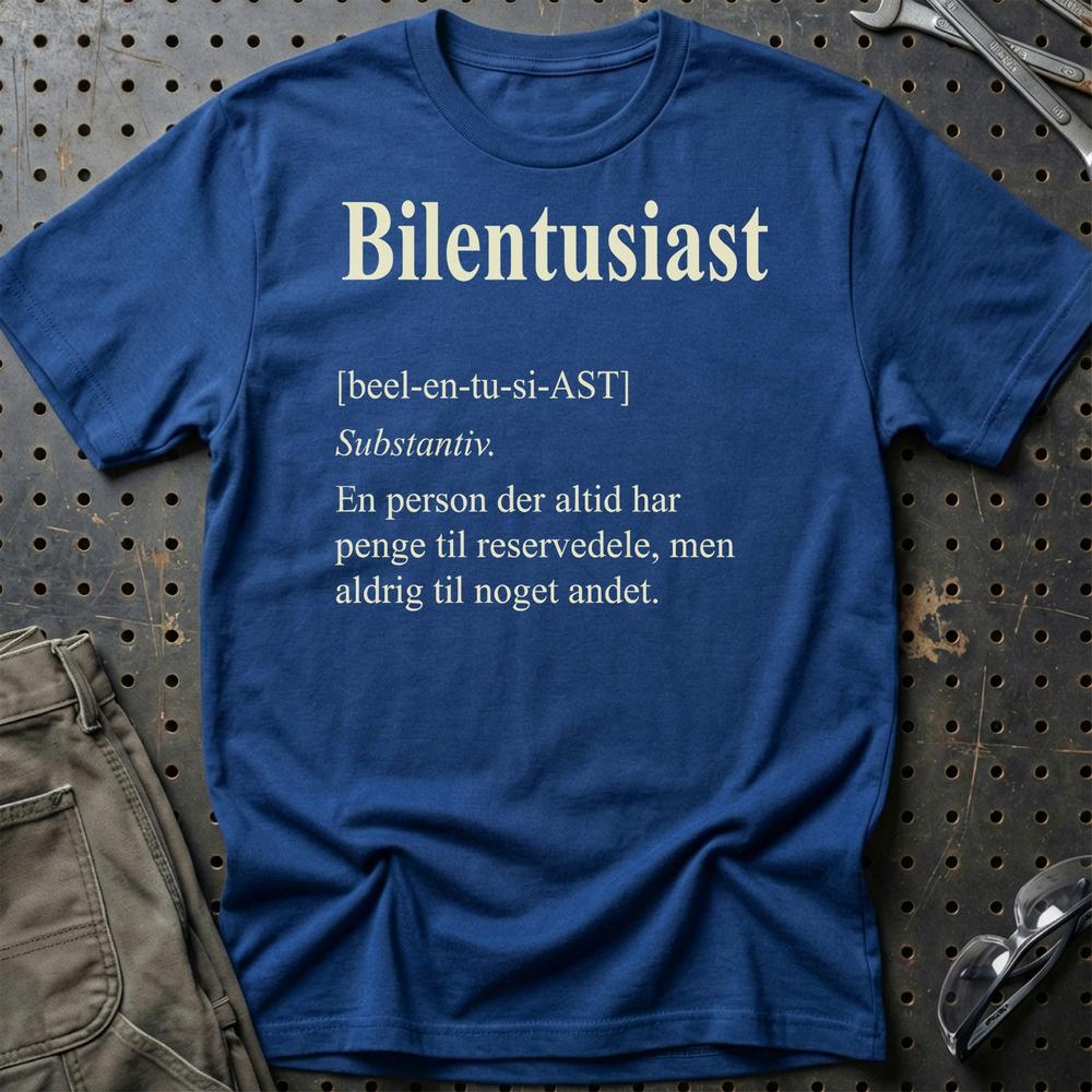 Bilentusiast Livsstil - Unisex T-Shirt , Bomuld-Beklædning-Garage Culture-Blå Royal-S-Garage Culture Shop- garage - man cave - merchandise