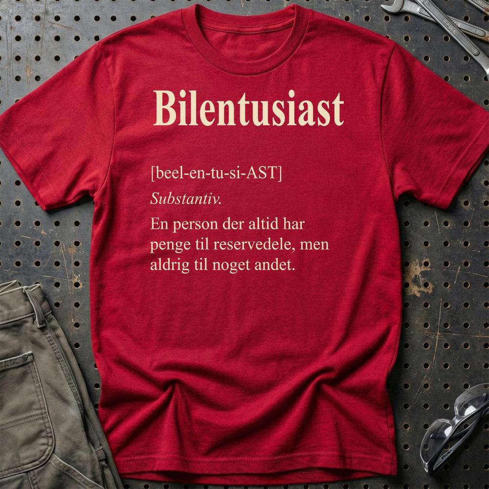 Bilentusiast Livsstil - Unisex T-Shirt , Bomuld-Beklædning-Garage Culture-Rød-S-Garage Culture Shop- garage - man cave - merchandise