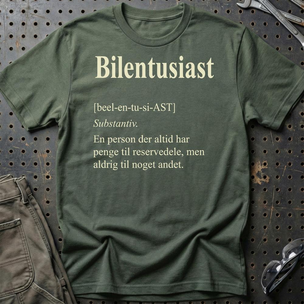 Bilentusiast Livsstil - Unisex T-Shirt , Bomuld-Beklædning-Garage Culture-Grøn Militær-S-Garage Culture Shop- garage - man cave - merchandise