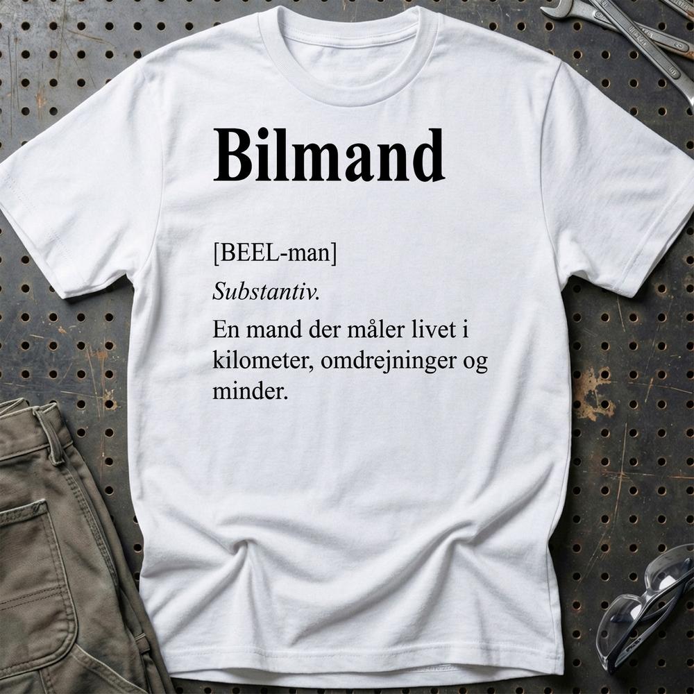 Bilmand Livsstil - Unisex T-Shirt , Bomuld-Beklædning-Garage Culture-Hvid-S-Garage Culture Shop- garage - man cave - merchandise