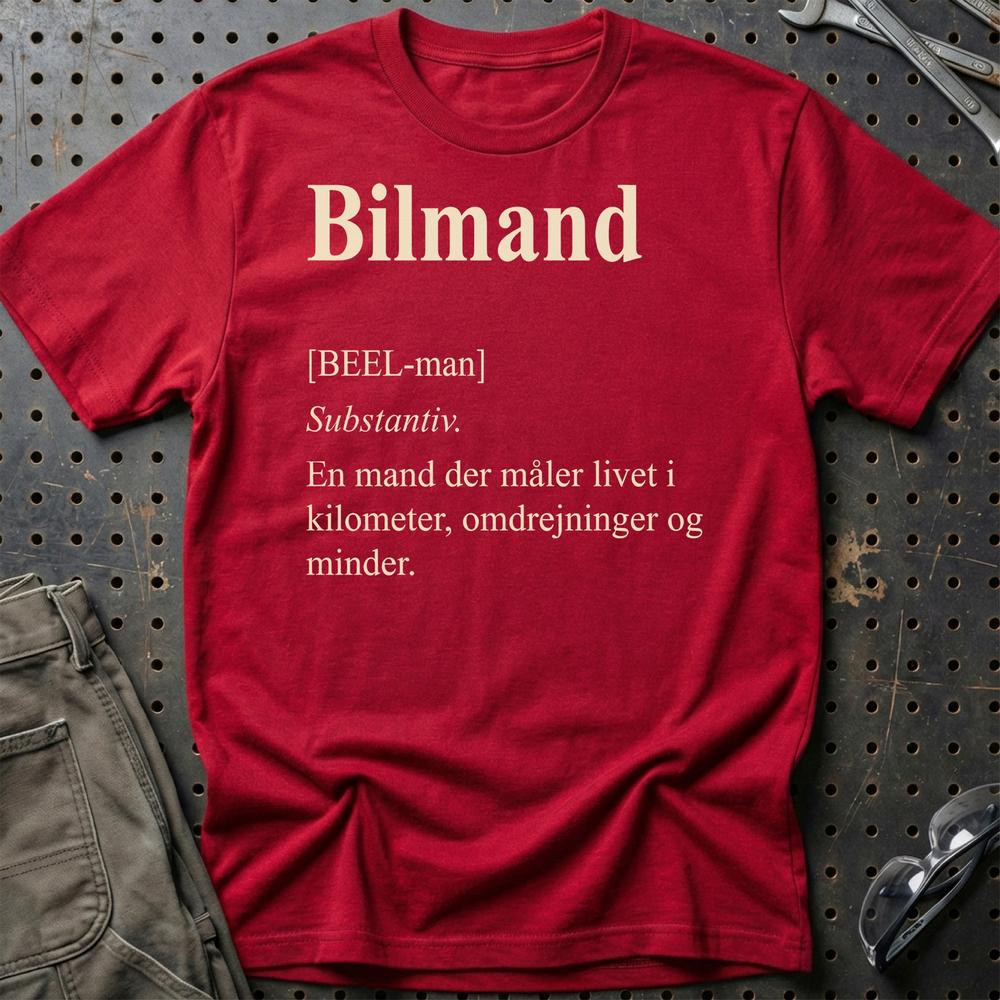 Bilmand Livsstil - Unisex T-Shirt , Bomuld-Beklædning-Garage Culture-Rød-S-Garage Culture Shop- garage - man cave - merchandise