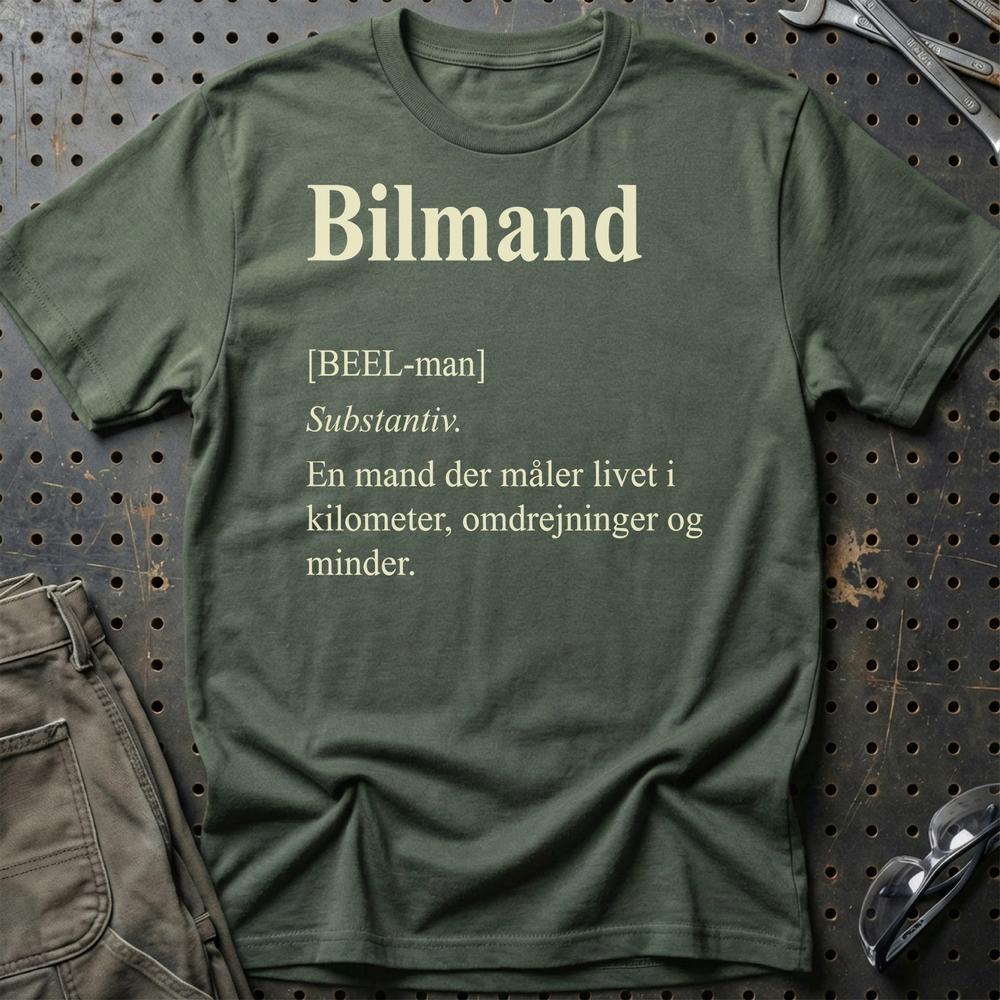 Bilmand Livsstil - Unisex T-Shirt , Bomuld-Beklædning-Garage Culture-Grøn Militær-S-Garage Culture Shop- garage - man cave - merchandise