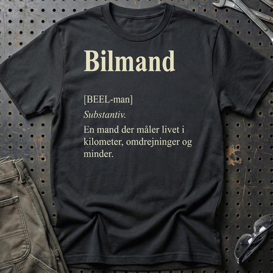 Bilmand Livsstil - Unisex T-Shirt , Bomuld-Beklædning-Garage Culture-Sort-S-Garage Culture Shop- garage - man cave - merchandise