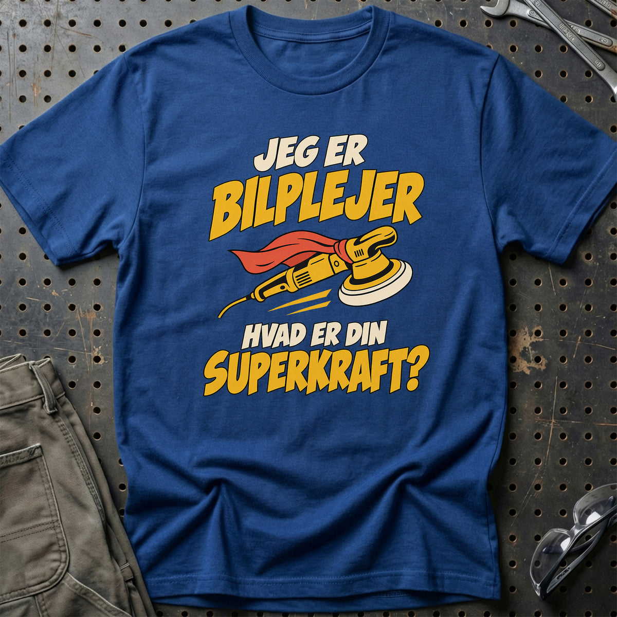 
Bilplejer – Hvad er din superkraft? – Unisex T-Shirt – Blå Royal