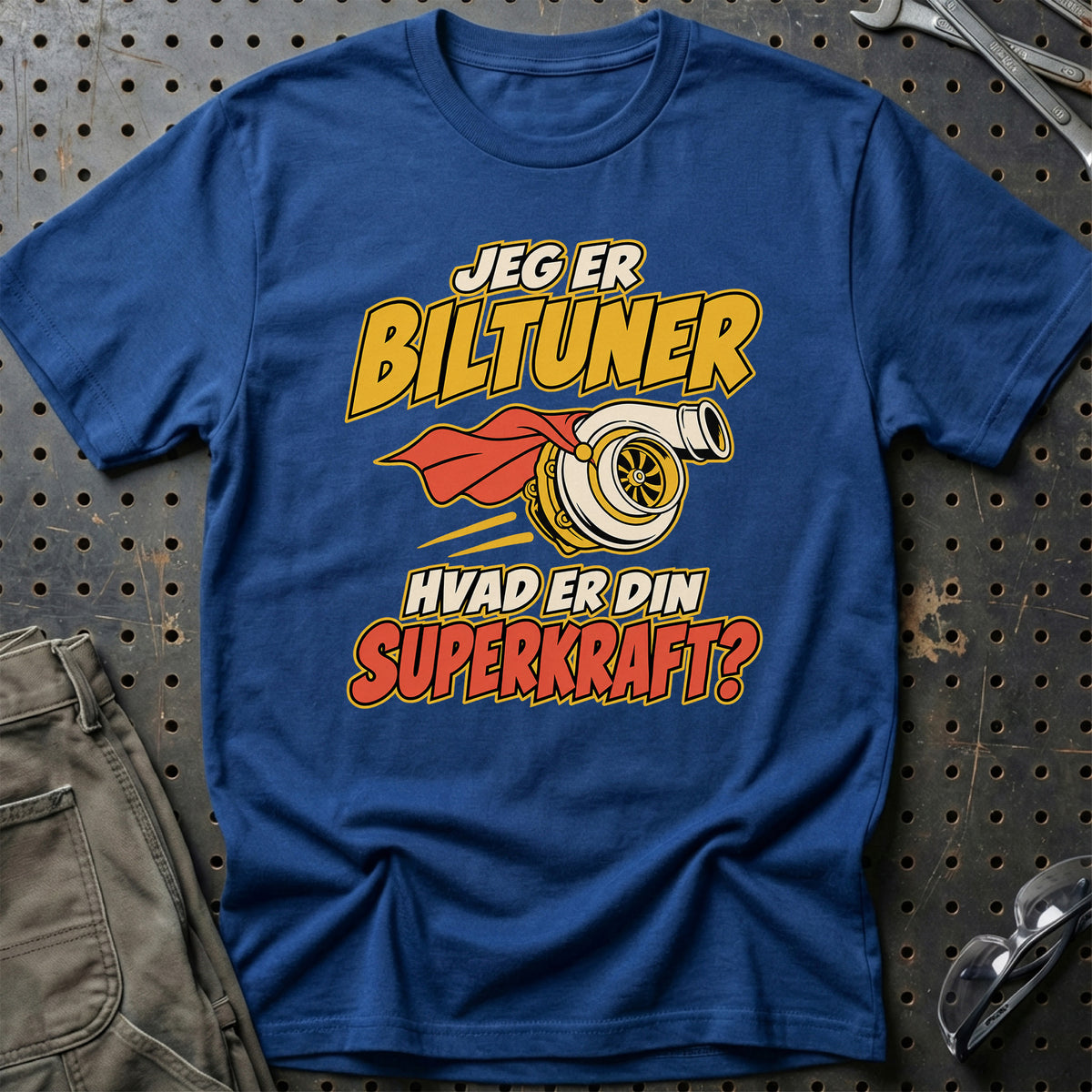 
Biltuner – Hvad er din superkraft? – Unisex T-Shirt – Blå Royal