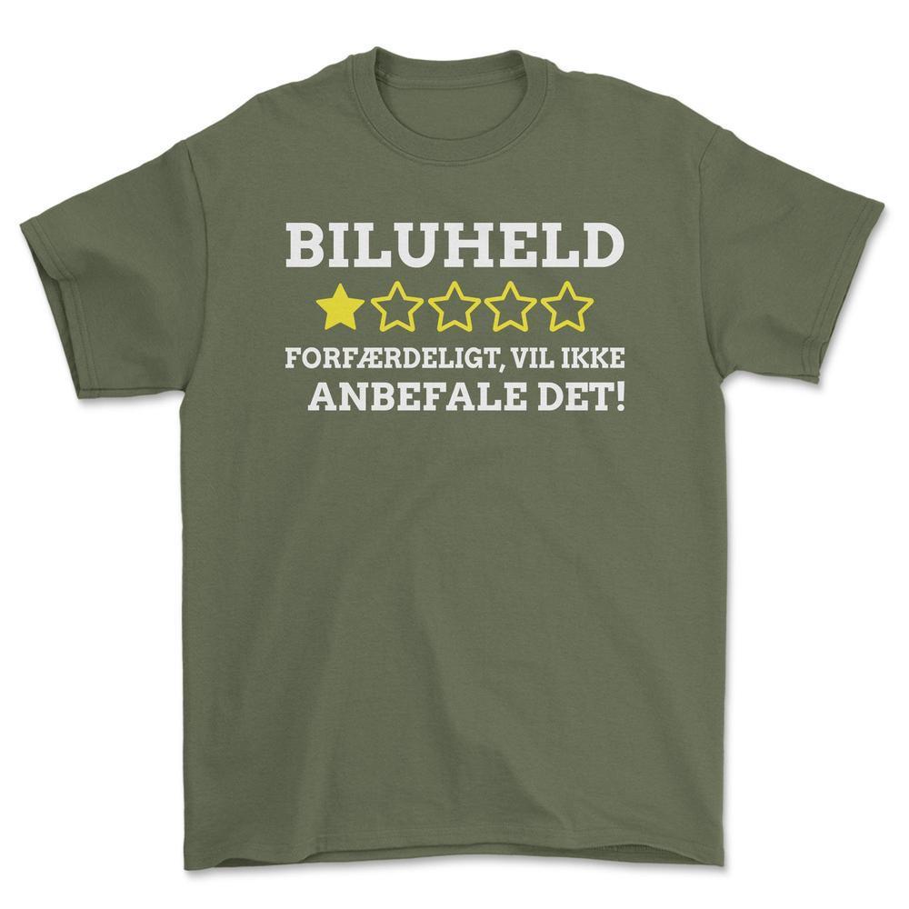 Biluheld. Forfærdeligt, Vil Ikke Anbefale Det! Unisex T-Shirt , Bomuld-Beklædning-Funny Garage-Grøn Militær-S-Garage Culture Shop- garage - man cave - merchandise