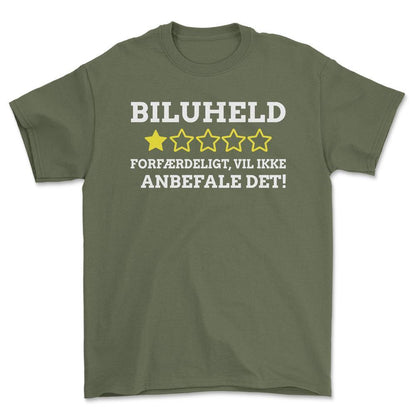 Biluheld. Forfærdeligt, Vil Ikke Anbefale Det! Unisex T-Shirt , Bomuld-Beklædning-Funny Garage-Grøn Militær-S-Garage Culture Shop- garage - man cave - merchandise