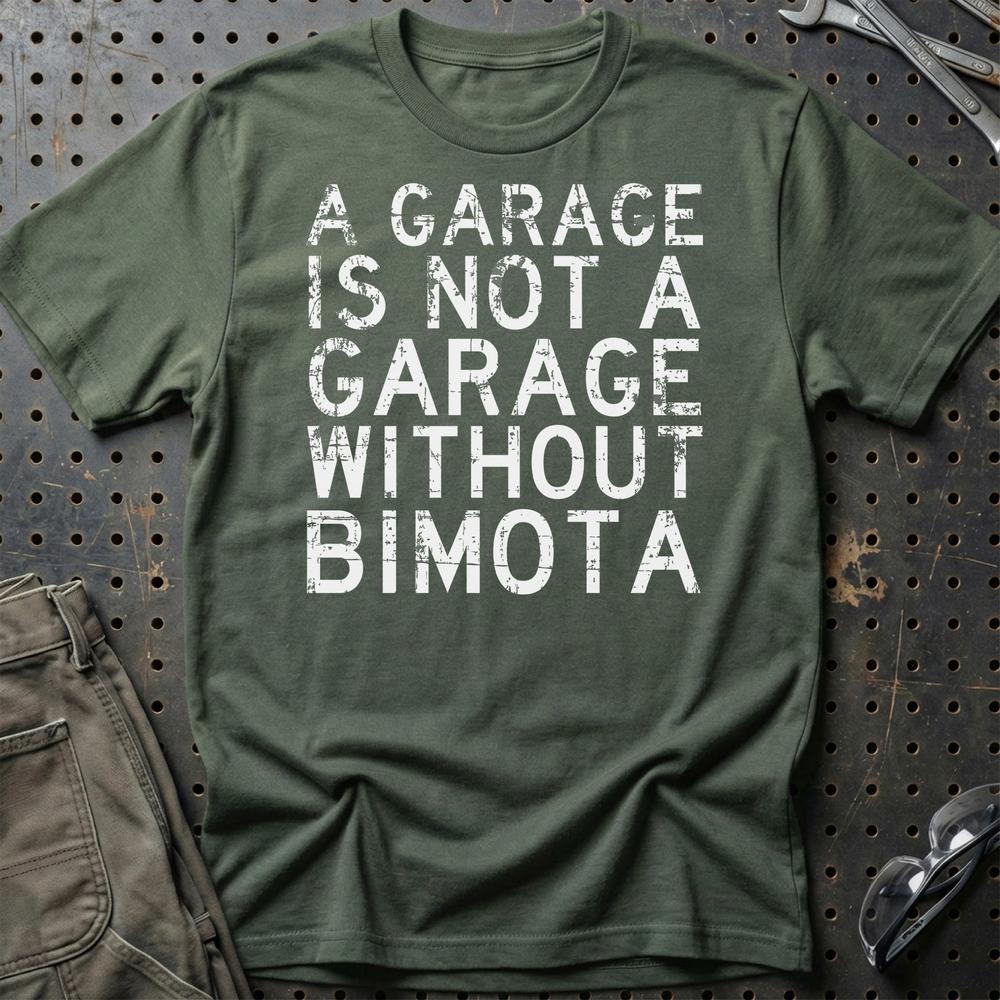 Bimota - A Garage Is Not A Garage Without Bimota - Unisex T-Shirt , Bomuld-Beklædning-Bimota-Grøn Militær-S-Garage Culture Shop- garage - man cave - merchandise