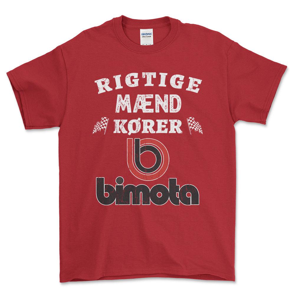 Bimota Rigtige Mænd Kører - Unisex T-Shirt , Bomuld-Beklædning-Bimota-Rød-S-Forside-Garage Culture Shop- garage - man cave - merchandise