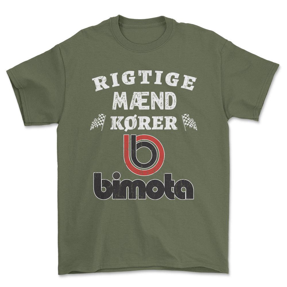 Bimota Rigtige Mænd Kører - Unisex T-Shirt , Bomuld-Beklædning-Bimota-Grøn Militær-S-Forside-Garage Culture Shop- garage - man cave - merchandise
