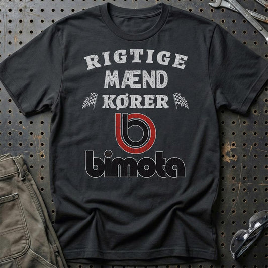 Bimota Rigtige Mænd Kører - Unisex T-Shirt , Bomuld-Beklædning-Bimota-Sort-S-Garage Culture Shop- garage - man cave - merchandise