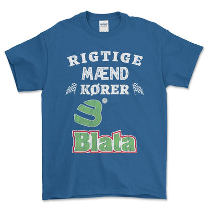 Blata Rigtige Mænd Kører - Unisex T-Shirt , Bomuld-Beklædning-Blata-Blå Royal-S-Forside-Garage Culture Shop- garage - man cave - merchandise