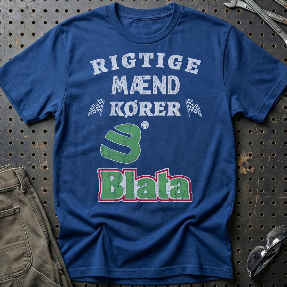 Blata Rigtige Mænd Kører - Unisex T-Shirt , Bomuld-Beklædning-Blata-Blå Royal-S-Garage Culture Shop- garage - man cave - merchandise