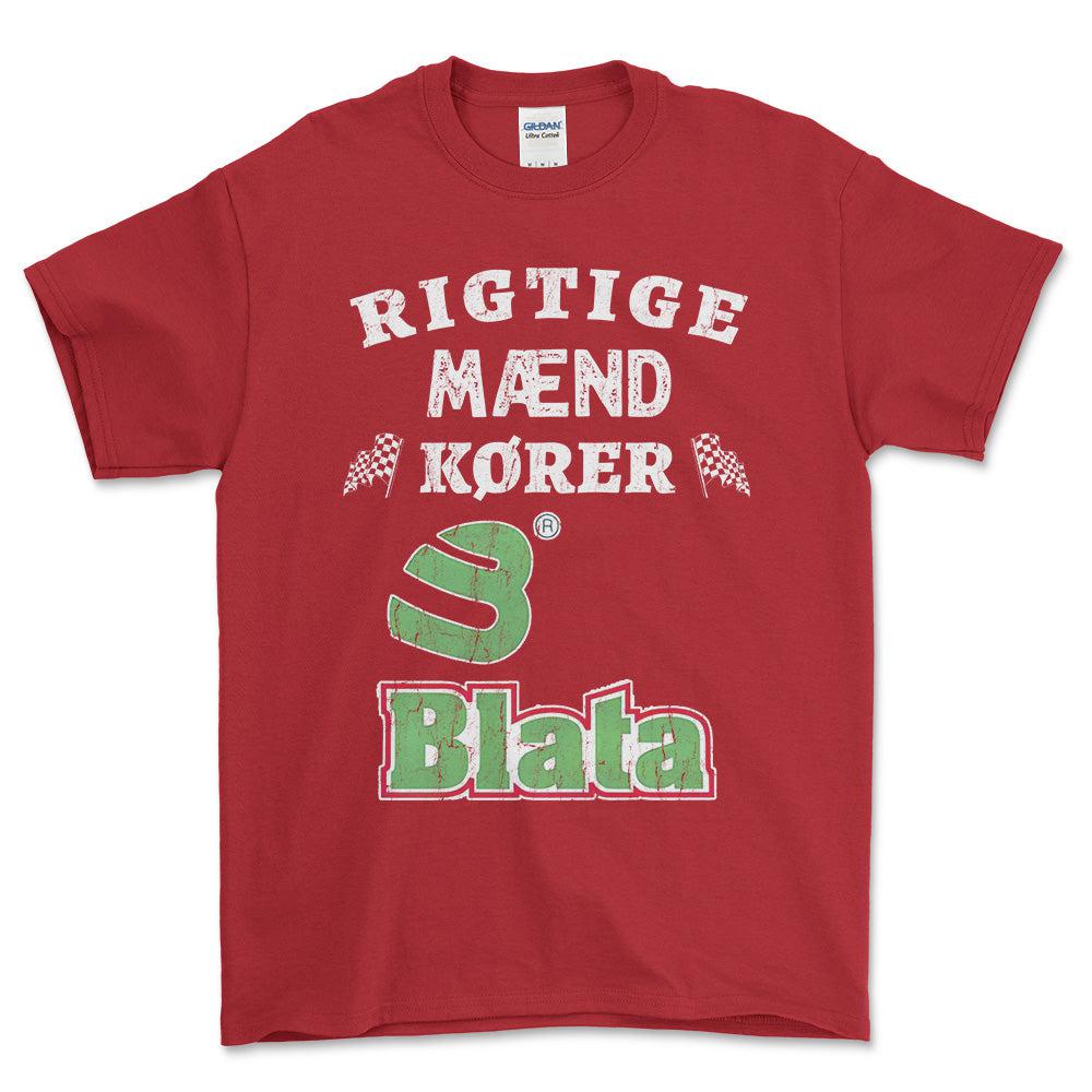 Blata Rigtige Mænd Kører - Unisex T-Shirt , Bomuld-Beklædning-Blata-Rød-S-Forside-Garage Culture Shop- garage - man cave - merchandise