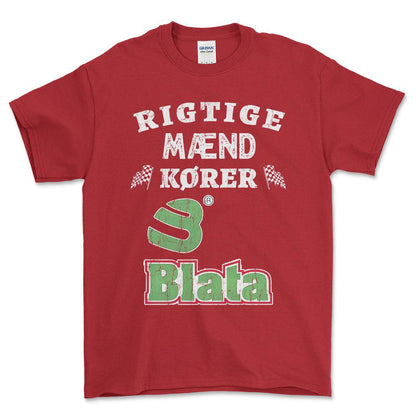 Blata Rigtige Mænd Kører - Unisex T-Shirt , Bomuld-Beklædning-Blata-Rød-S-Forside-Garage Culture Shop- garage - man cave - merchandise