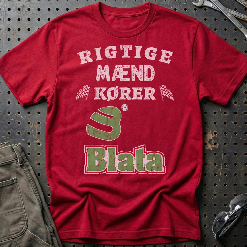 Blata Rigtige Mænd Kører - Unisex T-Shirt , Bomuld-Beklædning-Blata-Rød-S-Garage Culture Shop- garage - man cave - merchandise