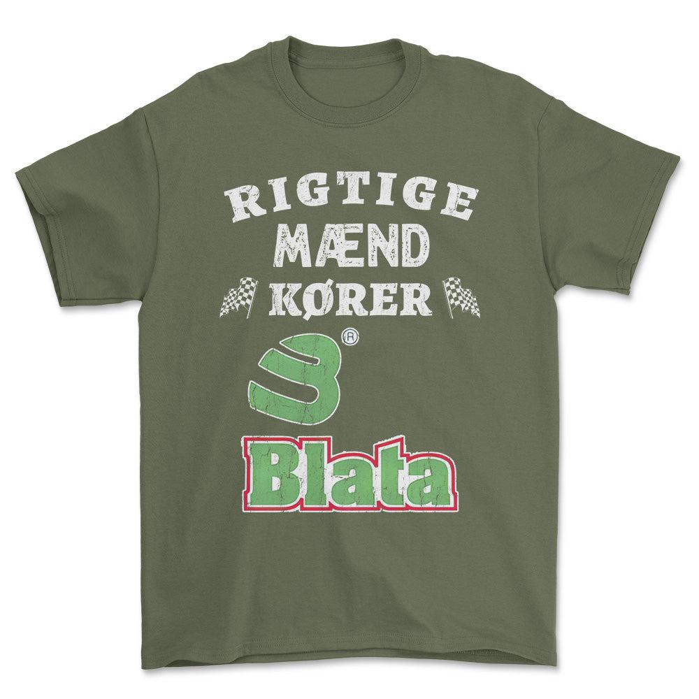 Blata Rigtige Mænd Kører - Unisex T-Shirt , Bomuld-Beklædning-Blata-Grøn Militær-S-Forside-Garage Culture Shop- garage - man cave - merchandise