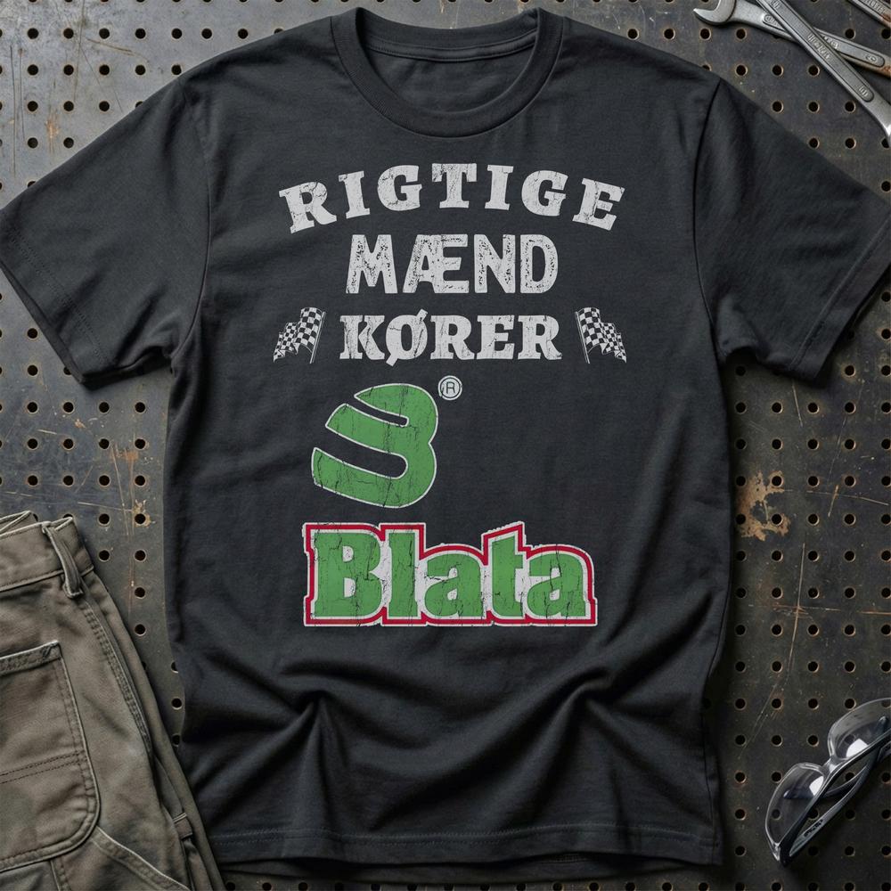 Blata Rigtige Mænd Kører - Unisex T-Shirt , Bomuld-Beklædning-Blata-Sort-S-Garage Culture Shop- garage - man cave - merchandise