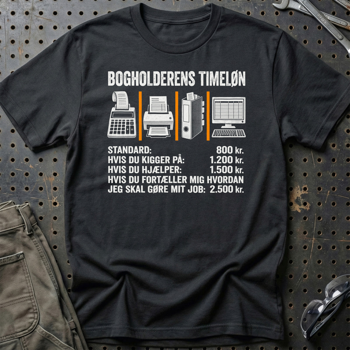 
Bogholderens Timeløn – Unisex T-Shirt – Sort
