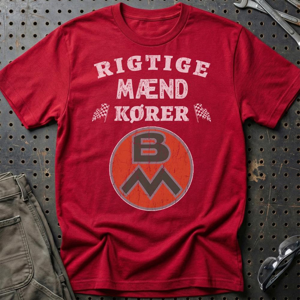 Bolinder Munktell Rigtige Mænd Kører - Unisex T-Shirt , Bomuld-Beklædning-Bolinder Munktell-Rød-S-Garage Culture Shop- garage - man cave - merchandise