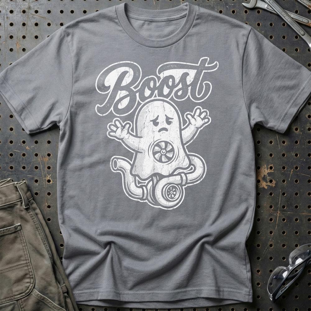Boost – Turbo - Oldschool Unisex T-Shirt , Bomuld-Beklædning-Garage Culture-Grå Sport-S-Garage Culture Shop- garage - man cave - merchandise