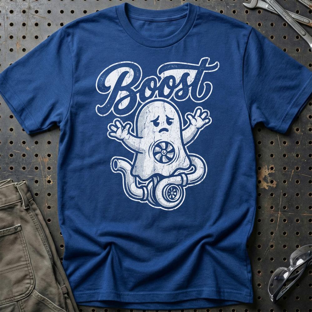 Boost – Turbo - Oldschool Unisex T-Shirt , Bomuld-Beklædning-Garage Culture-Blå Royal-S-Garage Culture Shop- garage - man cave - merchandise