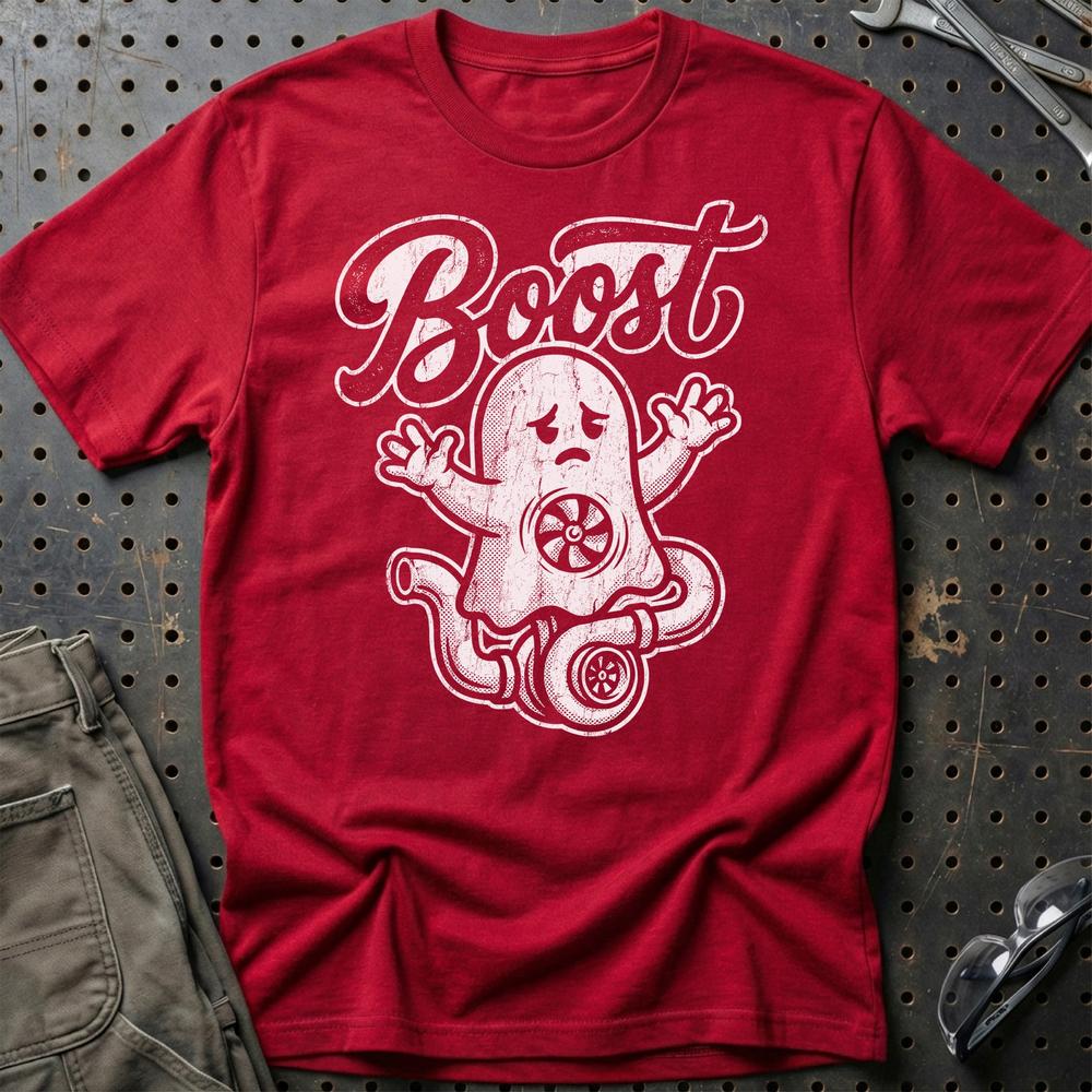 Boost – Turbo - Oldschool Unisex T-Shirt , Bomuld-Beklædning-Garage Culture-Rød-S-Garage Culture Shop- garage - man cave - merchandise