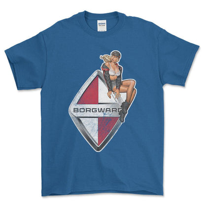 Borgward Pinup - Unisex T-Shirt , Bomuld-Beklædning-Borgward-Blå Royal-S-Forside-Garage Culture Shop- garage - man cave - merchandise