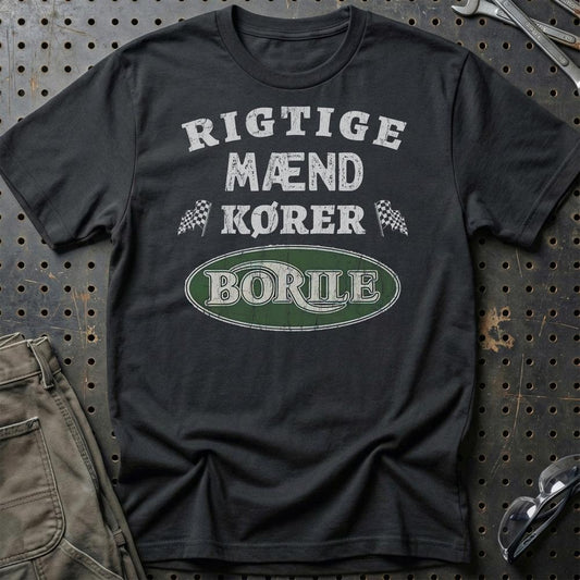 Borile Rigtige Mænd Kører - Unisex T-Shirt , Bomuld-Beklædning-Borile-Sort-S-Garage Culture Shop- garage - man cave - merchandise