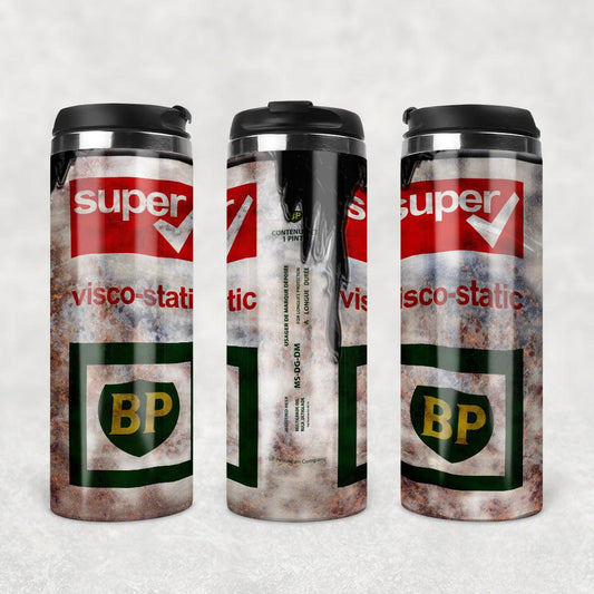 Bp Super Visco Motor Oil Termokrus Tumbler Rustfrit Stål-Krus-Motorolie-Garage Culture Shop- garage - man cave - merchandise