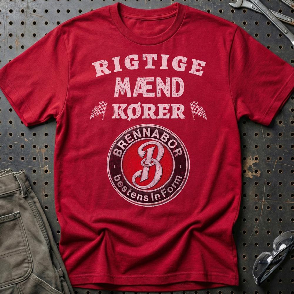 Brennabor Rigtige Mænd Kører - Unisex T-Shirt , Bomuld-Beklædning-Brennabor-Rød-S-Garage Culture Shop- garage - man cave - merchandise
